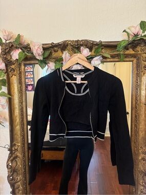 Victoria's Secret Black Cropped Bomber Jacket with White Trim set!!